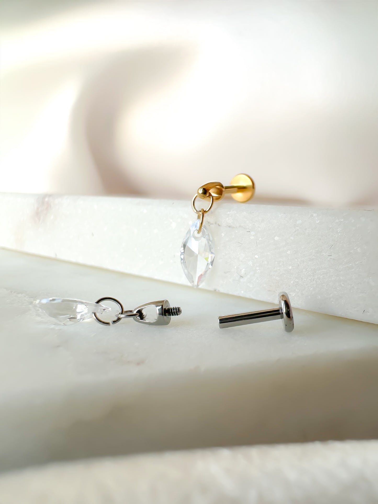 Piercing Vertical Crystal titanio