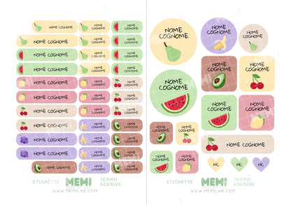 KIT SCUOLA FRUTTA Etichette Adesive e Termoadesive