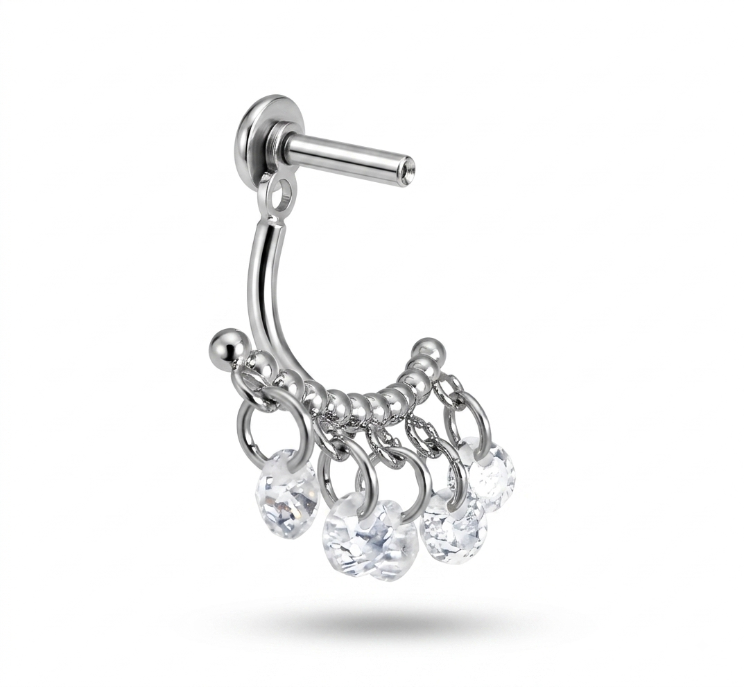 Ear Jacket Crystal titanio