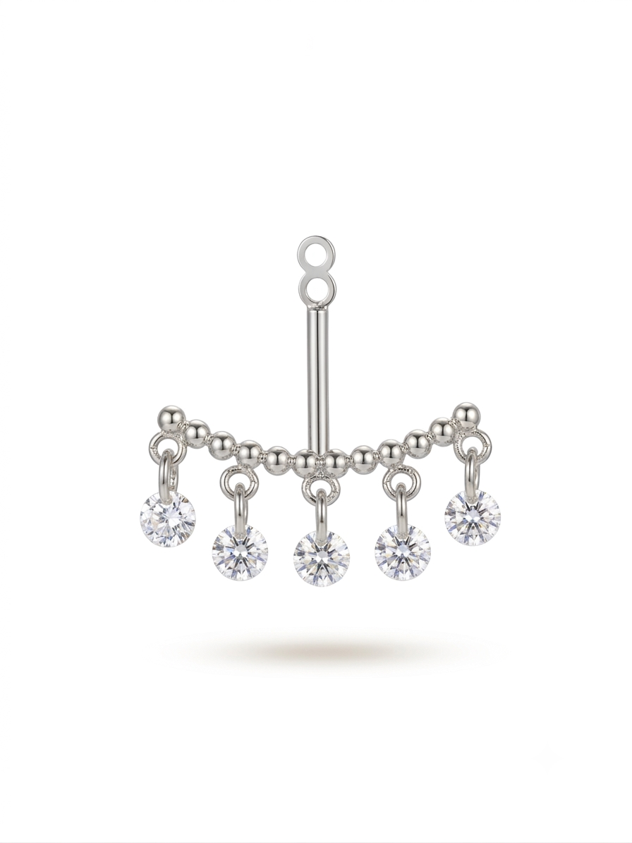 Ear Jacket Crystal titanio