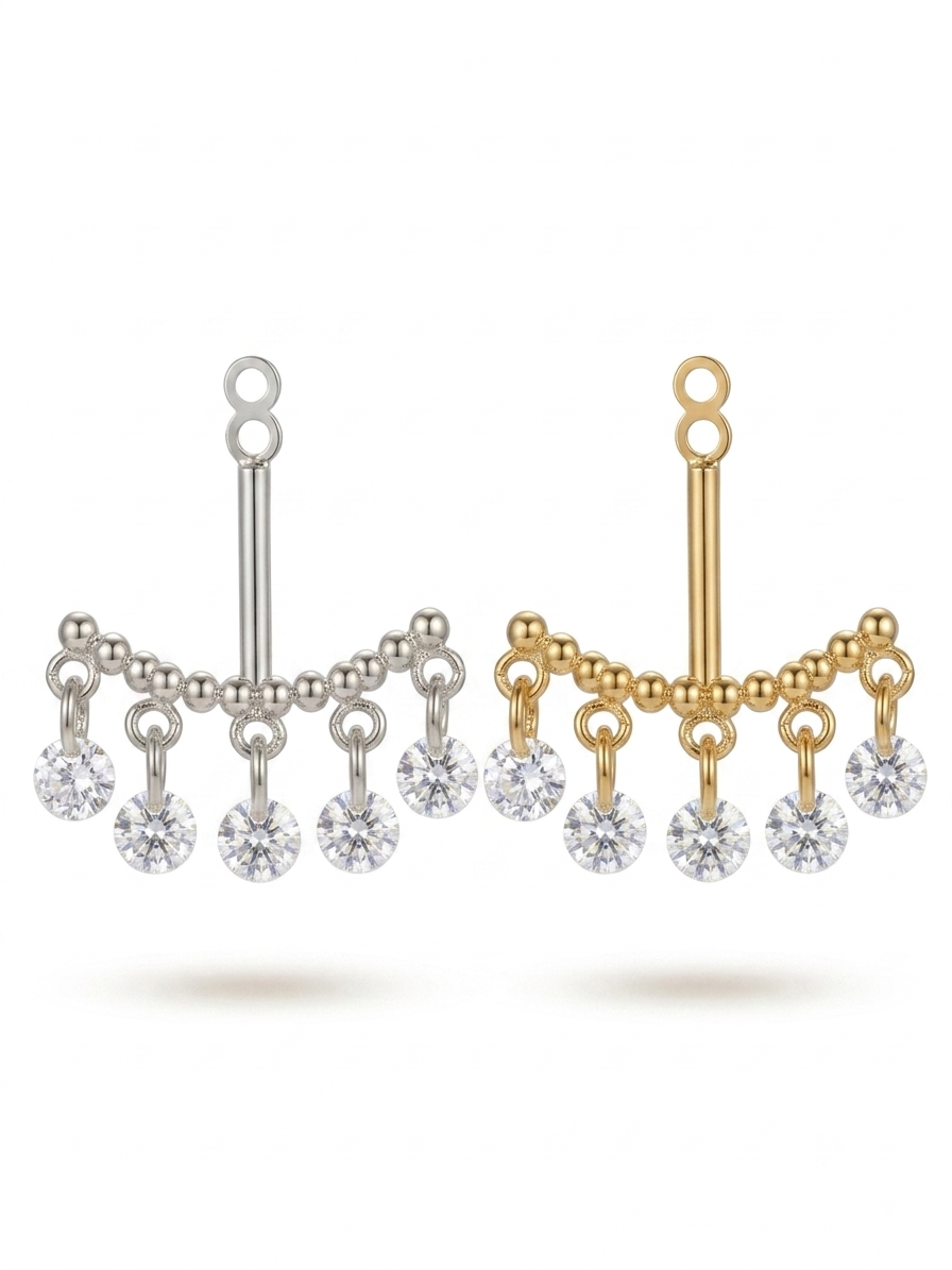 Ear Jacket Crystal titanio