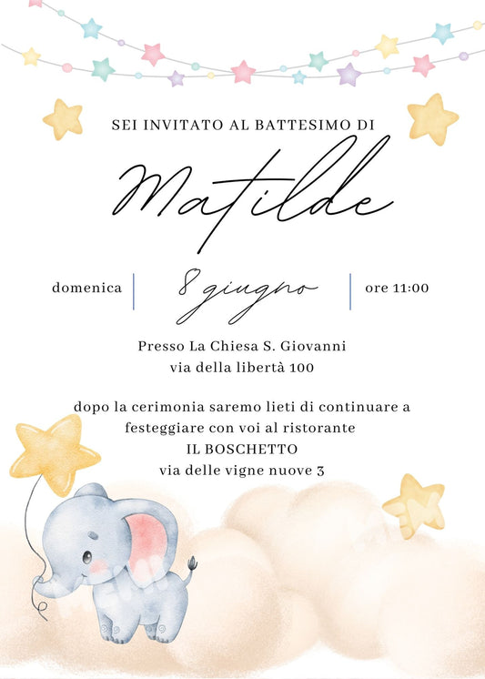 INVITO BATTESIMO Elefante