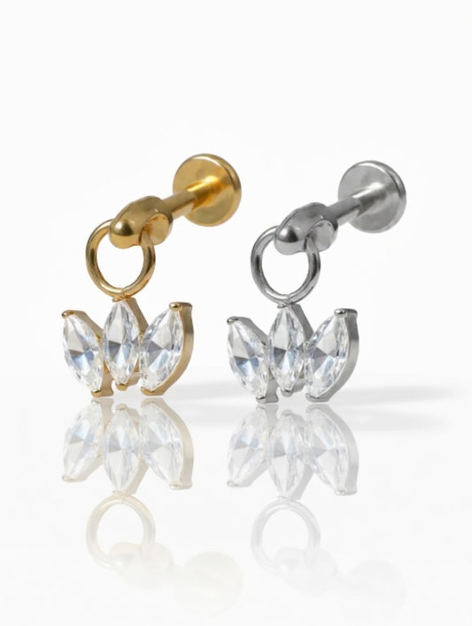 Piercing Vertical Clover titanio