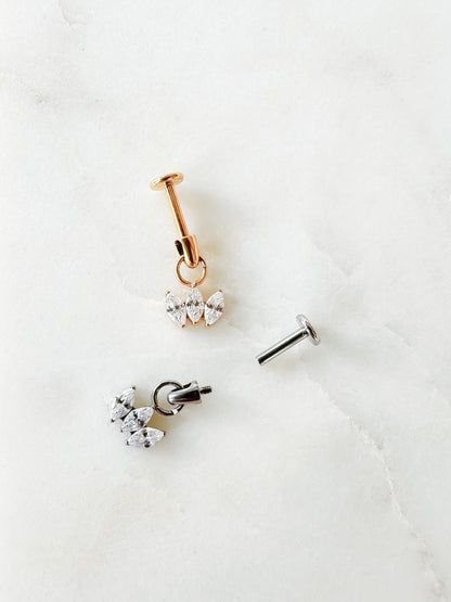 Piercing Vertical Clover titanio