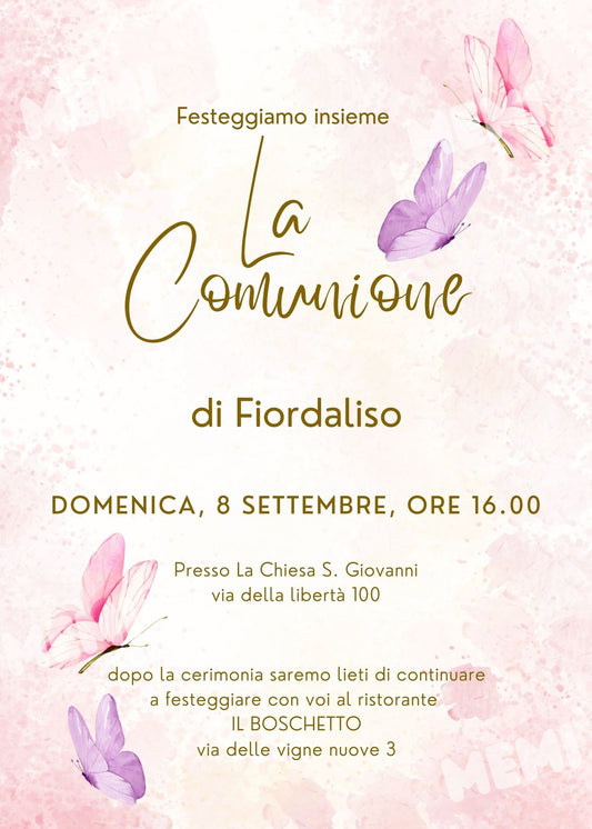 INVITO COMUNIONE Farfalle