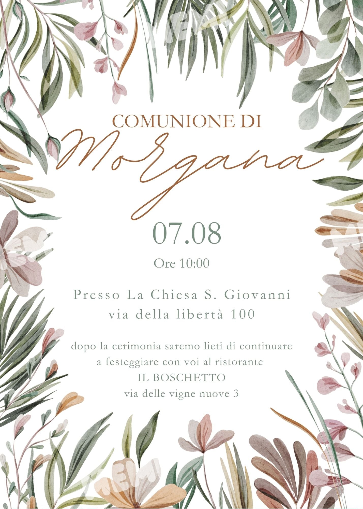 INVITO COMUNIONE Fiori