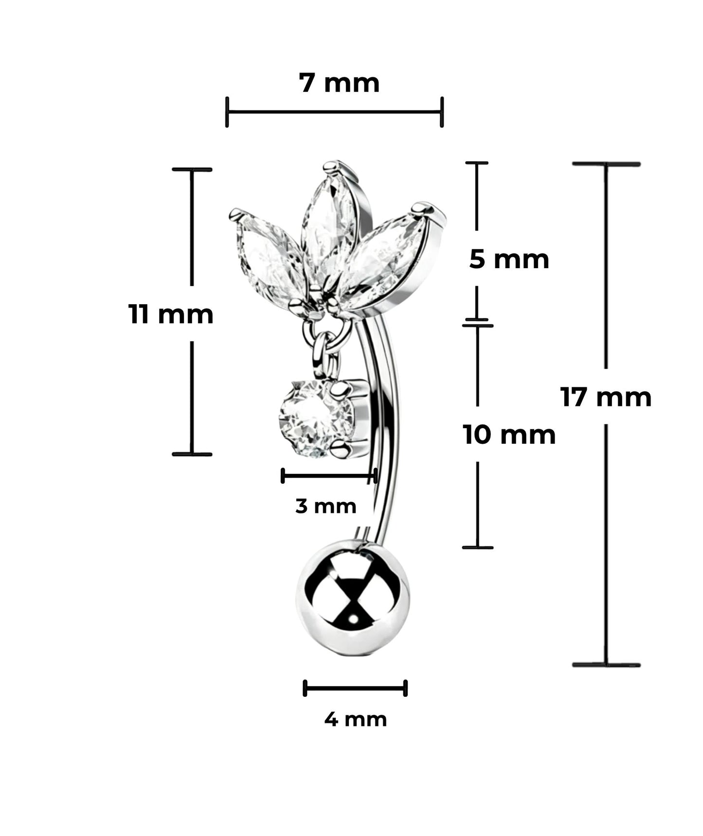 Piercing Navel Clover pendente titanio