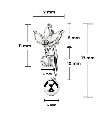 Piercing Navel Clover pendente titanio